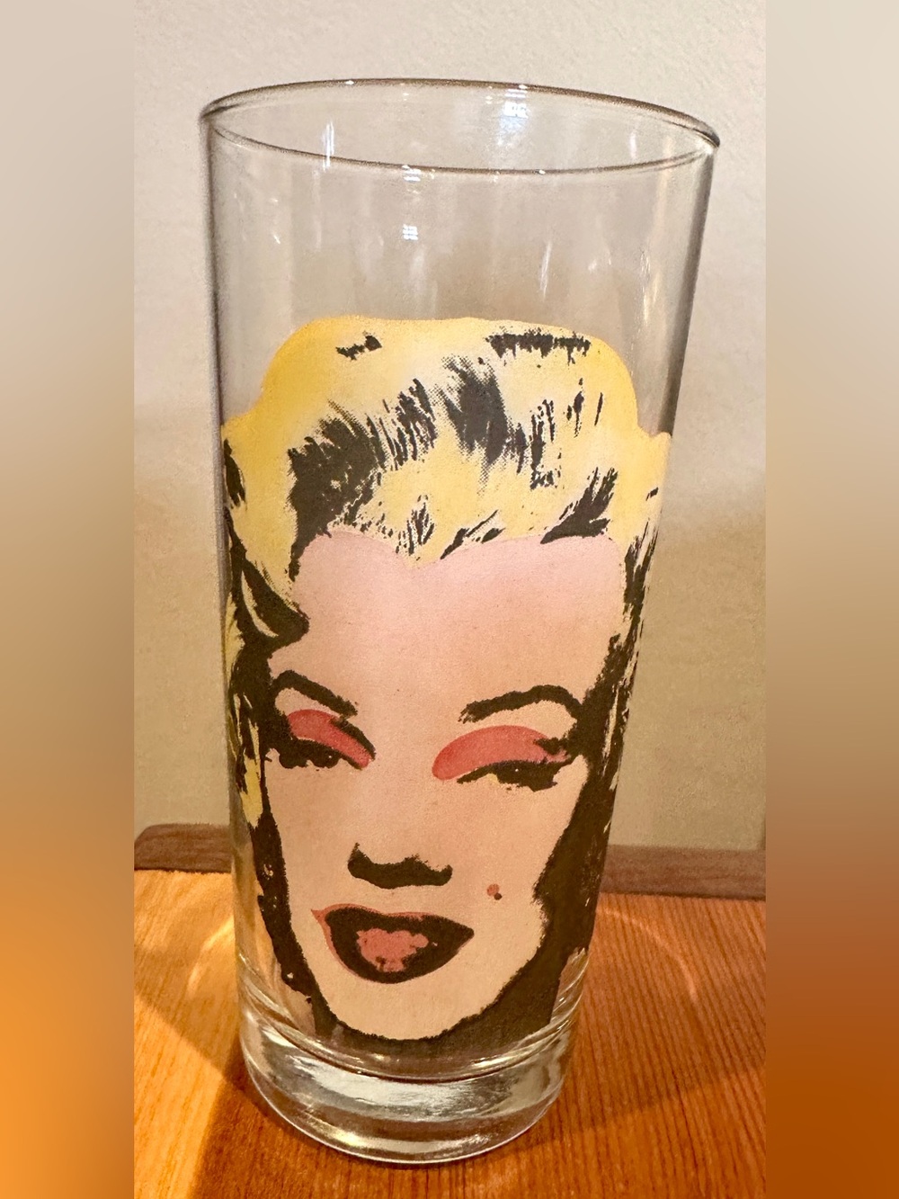 Vintage 1997 Andy Warhol Marilyn Monroe Block Pop Art 6" Highball Drinking Glass
